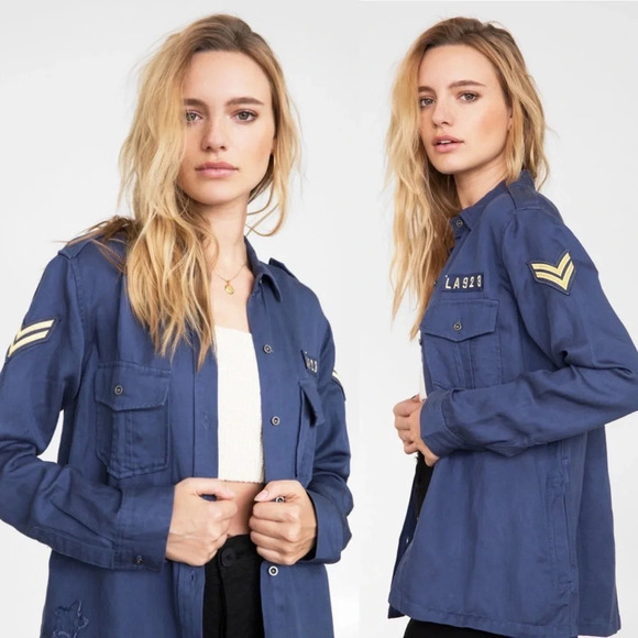 NWOT Rails Kato Military Shirt Jacket Tokyo Blue Patch Casual Women’s Medium - Picture 3 of 14